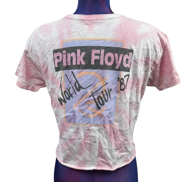 American Eagle Pink Floyd Tie Dye Crop Tee Shirt 1987 World Tour Size XS Women's - Picture 4 of 7